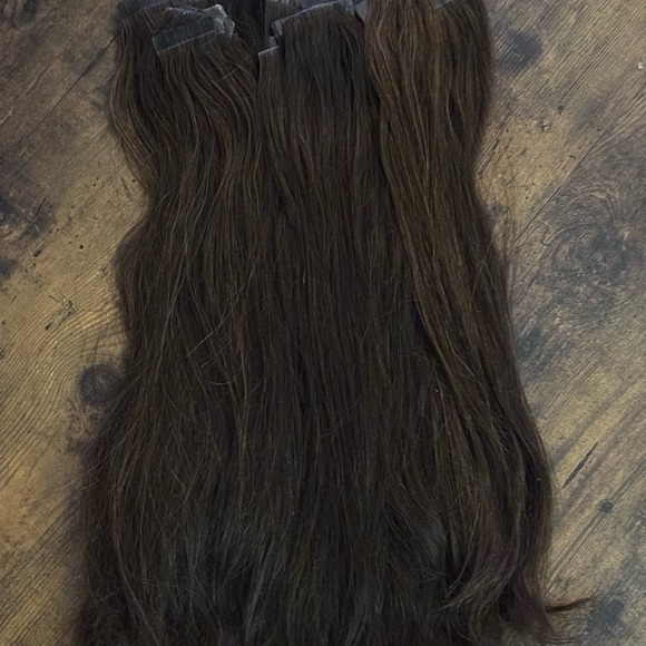 14-inch dark brown tape-in extensions (real hair!)